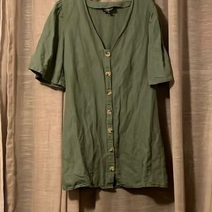 Top Shop Green Mini Dress 53 Linen 47 Cotton